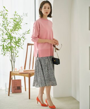 組曲 S 【WEB限定】コットンポリエステル リラクシーニット ピーチ系