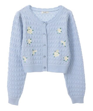 earth music&ecology フラワー刺繍カーディガン