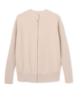 BEIGE， 【洗える】POMPE / ウールカシミヤ配色ラインクルーネックニット  Taupe×Bordeaux