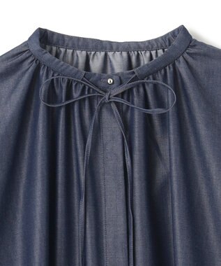 UNFILO シャンブレーデニム ギャザーブラウス インディゴ