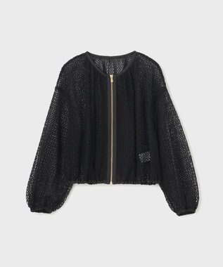 GRACE CONTINENTAL メッシュギャザーブルゾン ブラック