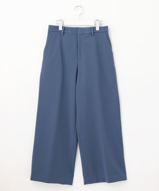 自由区 【裏起毛/撥水加工】TRギャバ ワイドクロップドパンツ ダルブルー系