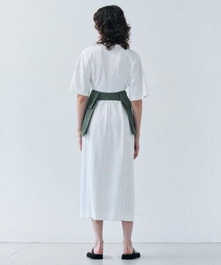 BEIGE， 【洗える】GLANTHUS / コットンカーブラインロングフレアワンピース White