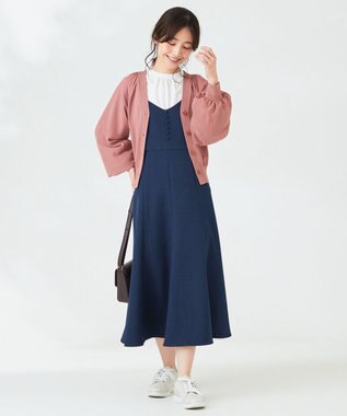 ANY SIS 【洗える】シアースリーブ カーディガン ベイクドピンク