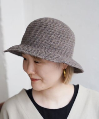 石田製帽 エコリウール混 丸ダウンクロッシェ チャコールミックス