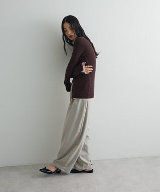 Green Parks 配色レイヤードポロリブニットカーディガン Brown