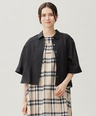 【カタログ掲載・接触冷感・洗える】シアーラミーローンクロップド丈 ブラウス