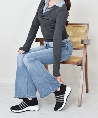 Bridget Birkin 【Bridget Birkin】ビジューニットヒールアップスニーカー ブラック雑材