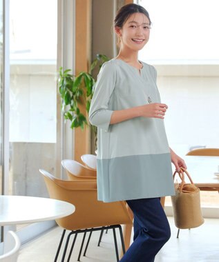 Tiaclasse L 【新色追加】バイカラーチュニック ミント