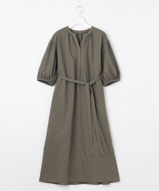 自由区 【洗える・XSサイズあり】タイプライターピースダイ ワンピース カーキ系