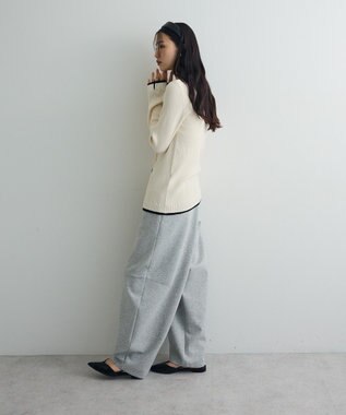 Green Parks 配色レイヤードポロリブニットカーディガン Ivory