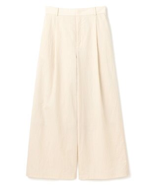 UNFILO L シアーワイドパンツ ベージュストライプ