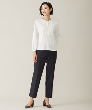 J.PRESS LADIES S 【吸水速乾】プレーティングジャージー ハシゴレース カットソー ホワイト系