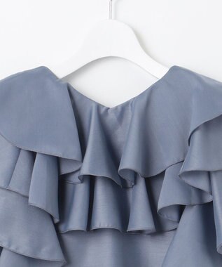 Feroux 【洗える】エアリーフリル ブラウス ブルー系