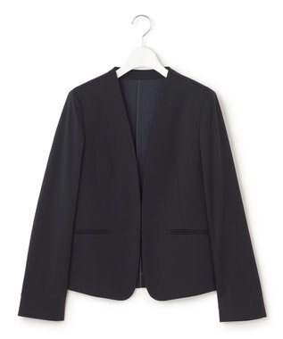23区 S 【セットアップ対応/洗える】ストレッチポンチ ノーカラー ジャケット ネイビー系