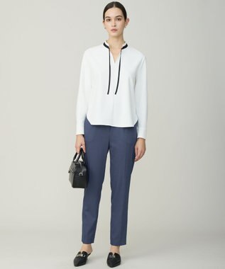 ICB L 【CLASSY.掲載・裏起毛】 ウォームサテン スティックパンツ ブルーグレー系