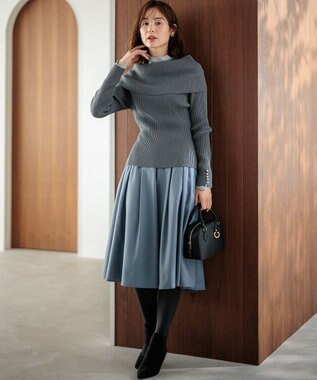 組曲 ラメシアーリブタートル カットソー シルバー系