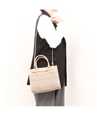 UNBILLION ペルケ perche / ナイロンキルト×クロコ型押し牛革2wayトートバッグS オーク