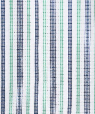J.PRESS MEN 【KING SIZE 】【吸水速乾 / 接触冷感 / 高通気性】Aero Weave クールマックスサッカー ストライプ シャツ / B.D. グリーン系1
