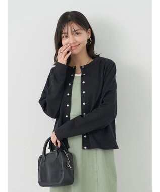 earth music&ecology パールスナップボタンカーディガン Black