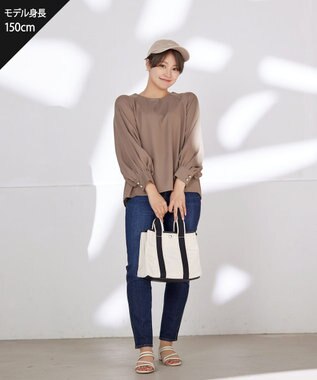 Tiaclasse 【洗える】ラグランパフスリーブブラウス モカ