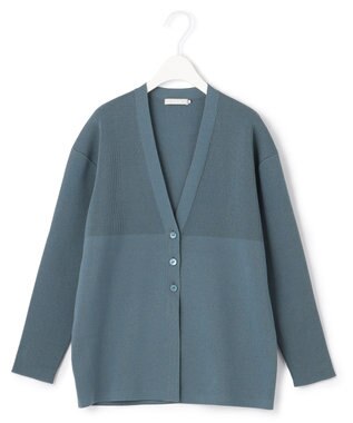 ICB 【洗える】コットンポリエステルスムース カーディガン ライトブルーグレー系