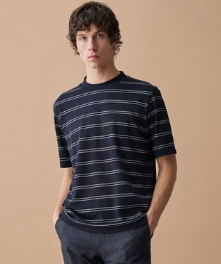 JOSEPH ABBOUD 【エコ素材和紙使用・日本素材を日本縫製 ・軽量・通気性】和紙フライスボーダーＴシャツ ネイビー系2