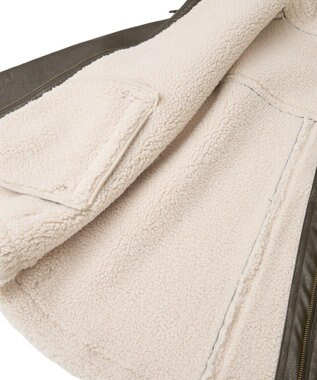 AMERICAN HOLIC ボアフェイクレザーブルゾン Dark Brown