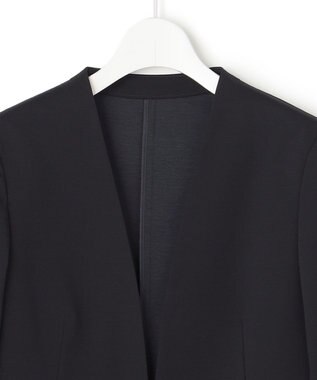 23区 S 【セットアップ対応/洗える】ストレッチポンチ ノーカラー ジャケット ネイビー系