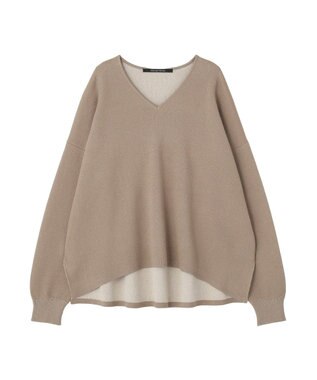 YECCA VECCA Vネック配色デザインニット Mocha