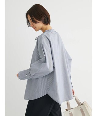 Green Parks スタンドフリルアソートブラウス Navy