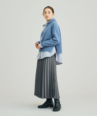 J.PRESS YORK STREET 【WOMEN】ウールカシミヤ フーディニット ダルブルー系