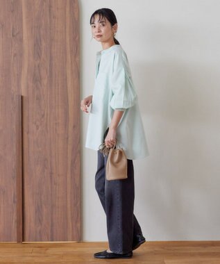 AMERICAN HOLIC イージーケアバンドカラーＷポケットロングシャツ Mint