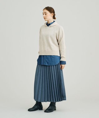 J.PRESS YORK STREET 【WOMEN】ウールカシミヤ フーディニット ホワイト系