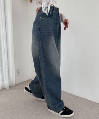 WEGO サマーデニムバレルレッグパンツ デニム中濃加工色