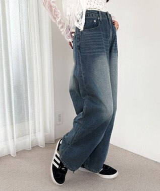 WEGO サマーデニムバレルレッグパンツ デニム中濃加工色