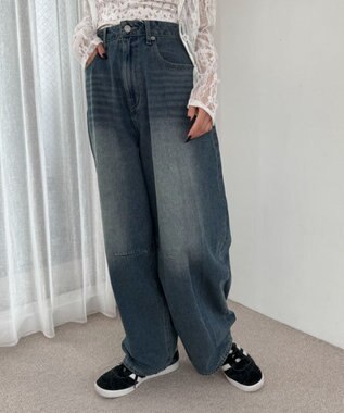 WEGO サマーデニムバレルレッグパンツ デニム中濃加工色