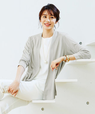 自由区 【保湿性/吸湿性/吸水速乾/接触冷感/UVケア】ハンディカーディガン ショート カーキ系