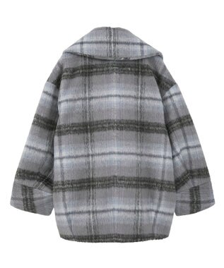 earth music&ecology チェックシャギーコート Check Gray