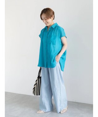 Te chichi 【7色展開】シャンブレーボイルフレンチスリーブシャツ ブルー