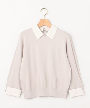 組曲 Elena襟付きニットプルオーバー ライトグレー系