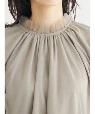 Green Parks ・ＥＬＥＮＣＡＲＥ　ＤＵＥ　チュールハイネックブラウス Gray Beige