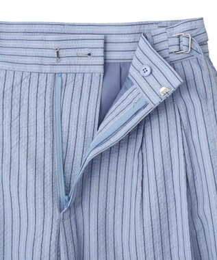 CRAFT STANDARD BOUTIQUE ベルトデザインワイドパンツ Stripe Sax