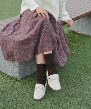 Tiaclasse ケーブル柄編みソックス ブラウン