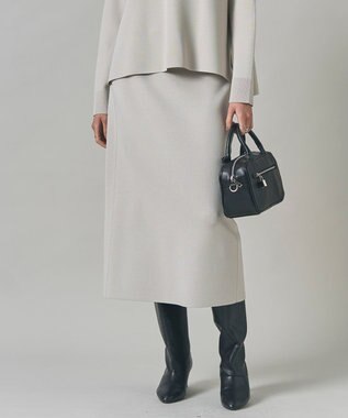 【洗える】 シンセティックダブルフェイス ニットタイトスカート