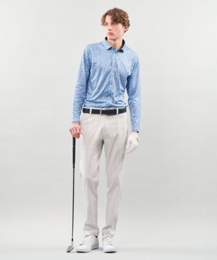 23区GOLF 【MEN】【吸水速乾/UVカット】ストライプロゴ 長袖シャツ スカイブルー系2