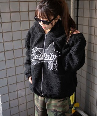 WEGO ロゴボアパーカー ブラック