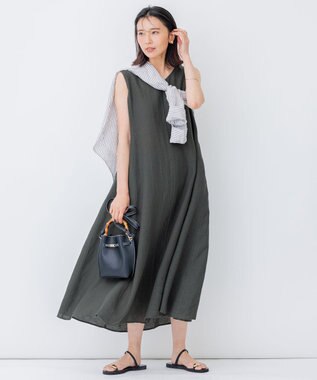 23区 【CLASSY. 9月号掲載/WEB限定カラーあり】LIBECO ベーシック シャツ ダークブラウンストライプ