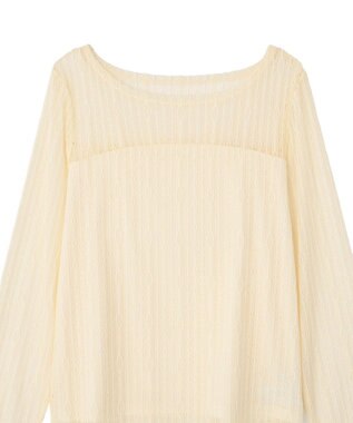 earth music&ecology レースドッキングボートネックプルオーバー Ecru