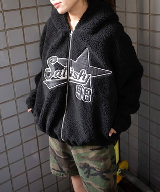 WEGO ロゴボアパーカー ブラック